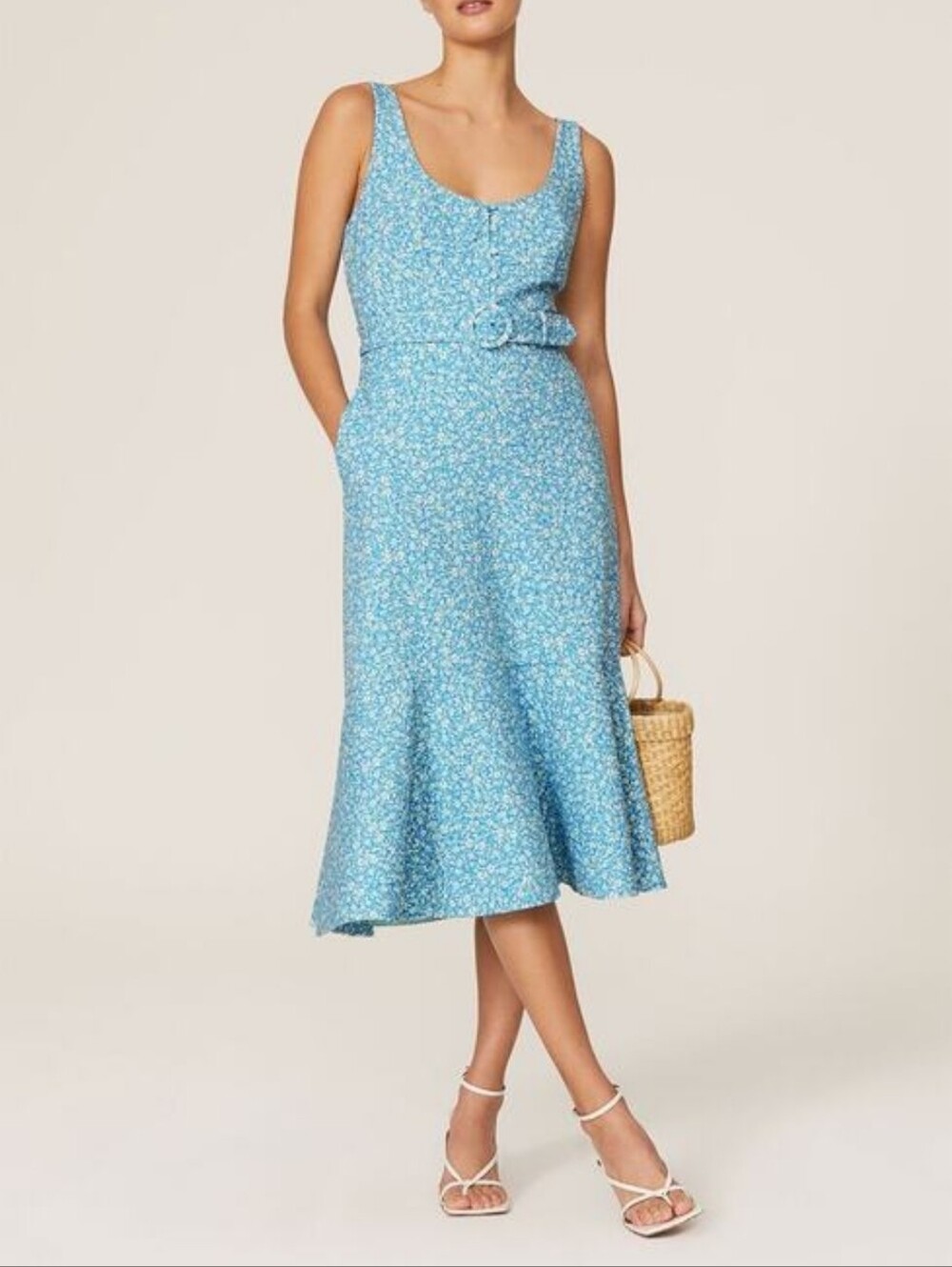 Jonathan Simkhai Sky Blue Eve Floral Midi Dress 8